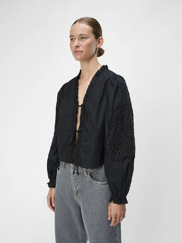 Brodera Long Sleeve Blouse Black Office-Ready Blouse