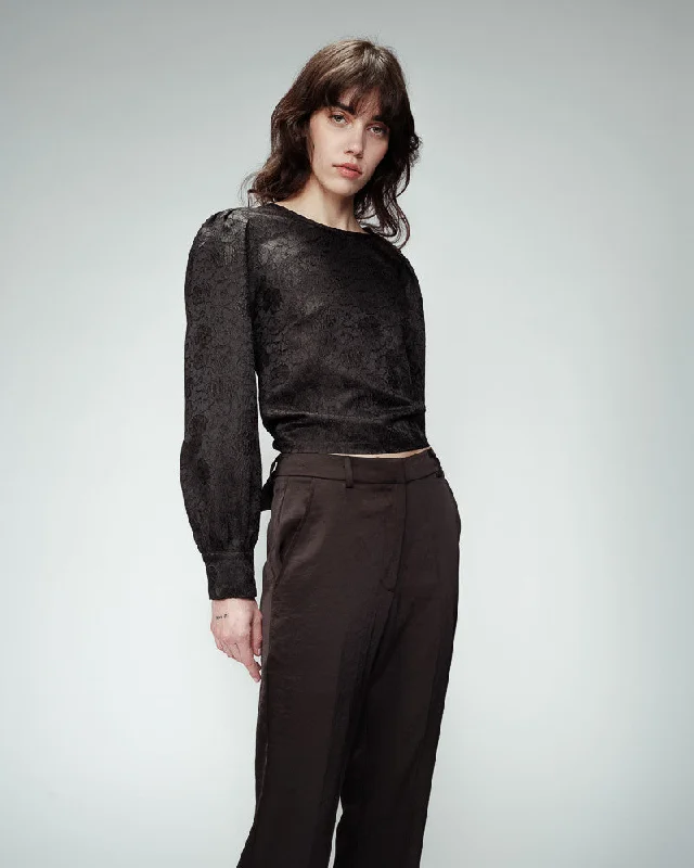 Olly Backless Puff Sleeve Blouse Side Tie Blouse