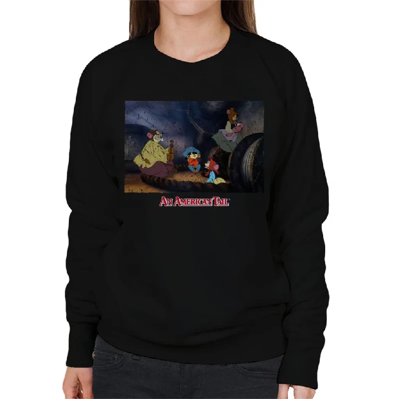 An American Tail Fievel And Family Women's Sweatshirt Hoodie with Puffed Sleeves Voluminous Trendy An American Tail Fievel And Family Women's Sweatshirt Hoodie with Puffed Sleeves Voluminous Trendy