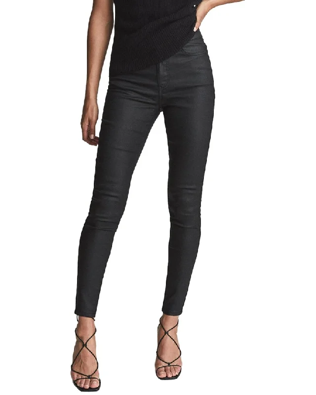 Reiss Lux Coated Mid Rise Skinny Jeans Trendy Bootcut High-Waisted Jeans
