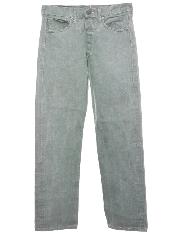 Levi's 501 Light Green Straight-Fit Jeans - W33 L34 Trendy Low-Rise Slim Jeans