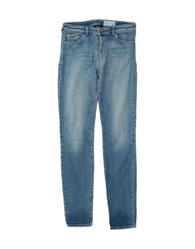 ARMANI Womens Slim Jeans W28 L29 Blue Cotton Fashionable Distressed Jeans