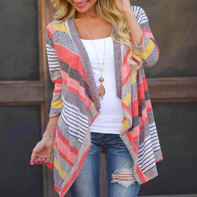 Boho Womens Cardigan Loose Sweater Outwear Knitted Jacket Hooded Caped Shawl Collar