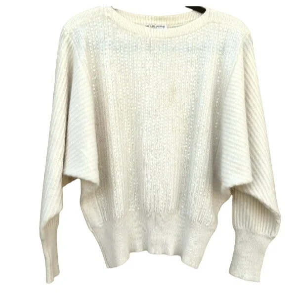 Anne Klein Knitwear By Sadimara Sequin Lambswool Angora Batwing Sweater Womens L Zippered Front Buttoned Front Snap Front Anne Klein Knitwear By Sadimara Sequin Lambswool Angora Batwing Sweater Womens L Zippered Front Buttoned Front Snap Front