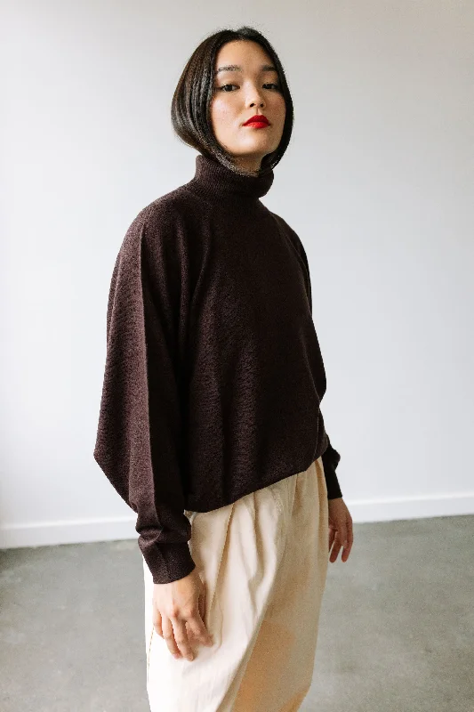 Merino Wool Sweater (Ebano) Hooded Caped Shawl Collar