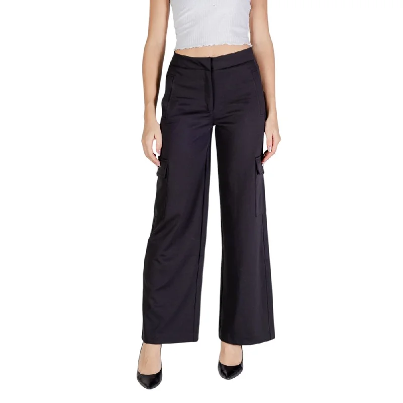 ICHI  Polyester Jeans & Women's Pant Stylish Paperbag Waist Denim
