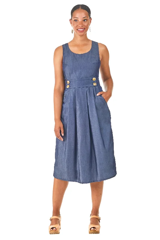 Brigid Jumper in Indigo Tencel Sequined Glittery Shiny