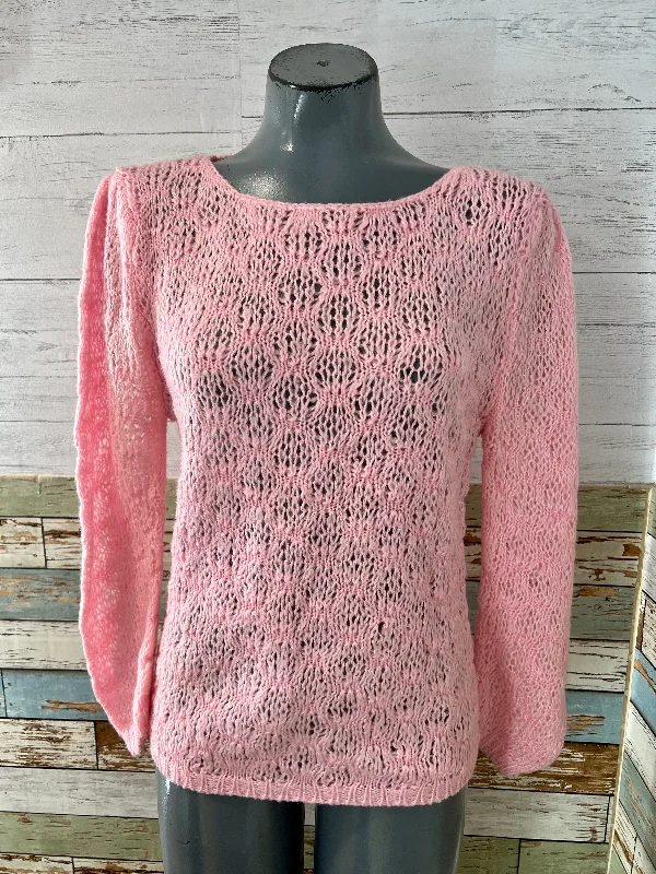 80’s Light Pink Texture Knit Round Neck Sweater By Knit Collections Fleece Sweater Nylon Polyester 80’s Light Pink Texture Knit Round Neck Sweater By Knit Collections Fleece Sweater Nylon Polyester