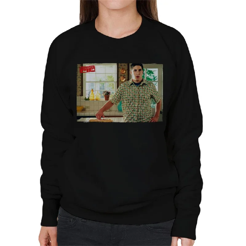 American Pie Jim Touches Pie Women's Sweatshirt Hoodie with Frayed Bohemian Relaxed