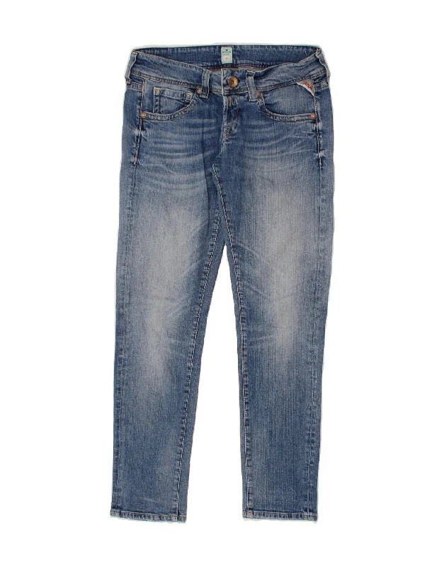 REPLAY Womens Slim Jeans W29 L30 Blue Cotton Stylish Shredded Denim Jeans