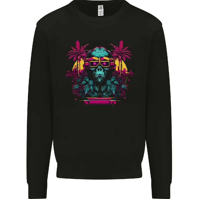 A Cyberpunk Monkey Mens Sweatshirt Jumper Hoodie with Sequins Glamorous Eye-catching A Cyberpunk Monkey Mens Sweatshirt Jumper Hoodie with Sequins Glamorous Eye-catching