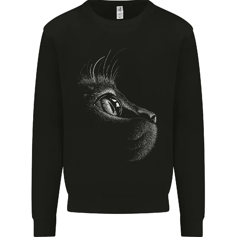 A Cute Cat Face Mens Sweatshirt Jumper Hoodie with Rolled Sleeves Casual Relaxed