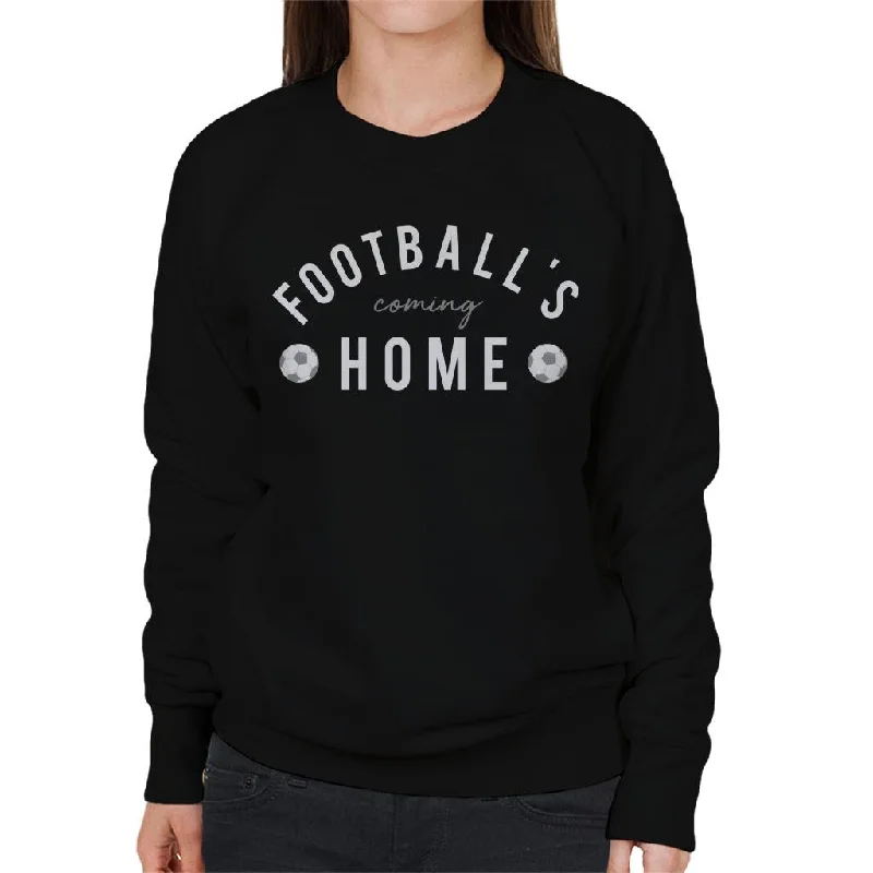 Football's Coming Home White And Grey Text Women's Sweatshirt Hooded Sweatshirt Casual Wear Street Style
