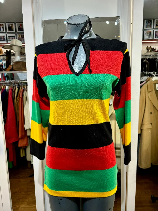 70s Multicolor Stripe Sweater Terry Terry Cloth Terry Knit