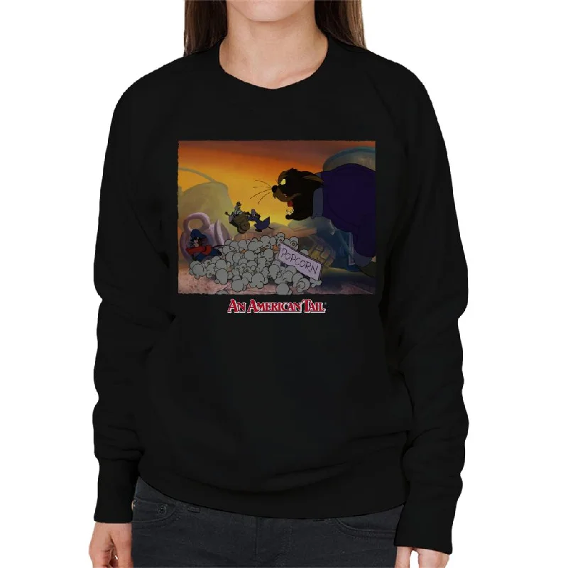 An American Tail Cossack Cat Popcorn Women's Sweatshirt Hoodie with Metallic Shiny Futuristic An American Tail Cossack Cat Popcorn Women's Sweatshirt Hoodie with Metallic Shiny Futuristic