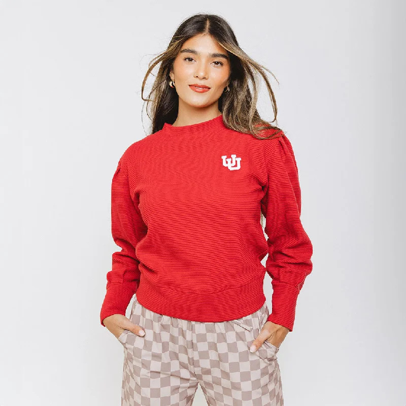 Utah Atlas Ribbed Sweater, Crimson Faux Fur Fabric Real Fur Fabric Shearling Fabric