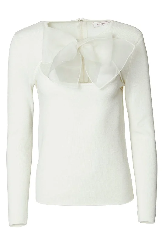 Long Sleeve Cut Out Blouse Oversized Silk Blouse