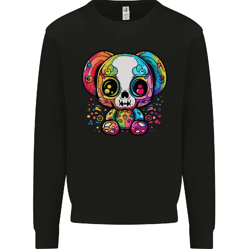A Cute Teddy Bear Demon Skull Mens Sweatshirt Jumper Hoodie with Hem Elastic Stretchable Comfortable A Cute Teddy Bear Demon Skull Mens Sweatshirt Jumper Hoodie with Hem Elastic Stretchable Comfortable