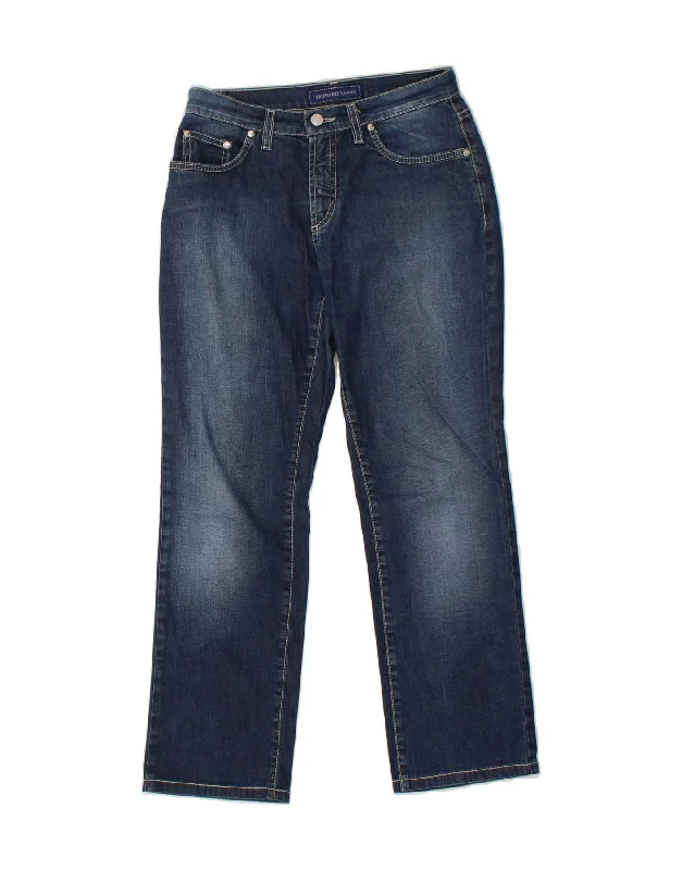 TRUSSARDI Womens Straight Jeans W27 L27 Navy Blue Cotton Fashionable Mom Jeans