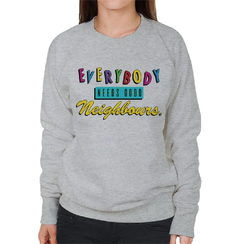 Neighbours Everybody Needs Good Theme Song Women's Sweatshirt Hoodie with Contrast Stitching Detailed Premium Neighbours Everybody Needs Good Theme Song Women's Sweatshirt Hoodie with Contrast Stitching Detailed Premium