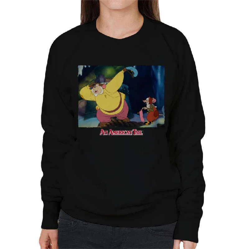 An American Tail Papa Searching Women's Sweatshirt Hoodie with Mock Neck Collared Structured An American Tail Papa Searching Women's Sweatshirt Hoodie with Mock Neck Collared Structured