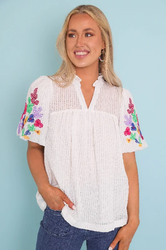 RESTOCK: Blossoming Into More Blouse-White Silky Draped Blouse