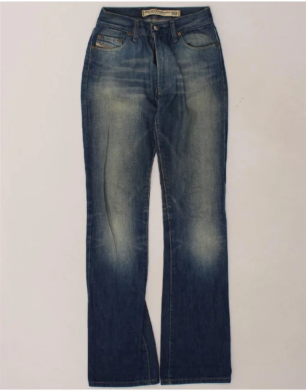 DIESEL Womens Bootcut Jeans W26 L34  Navy Blue Cotton Fashionable Distressed Jeans