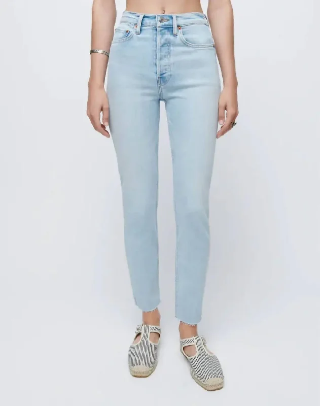 Women's Comfort Stretch High Rise Ankle Crop Jean In Calm Waters Comfortable Full-Length Denim Jeans Women's Comfort Stretch High Rise Ankle Crop Jean In Calm Waters Comfortable Full-Length Denim Jeans