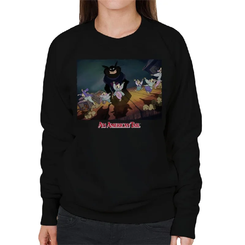 An American Tail Cossack Cats Looming Women's Sweatshirt Hoodie with Batwing Sleeves Loose Dramatic An American Tail Cossack Cats Looming Women's Sweatshirt Hoodie with Batwing Sleeves Loose Dramatic