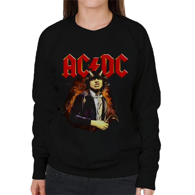 AC/DC Logo Angus Young Highway To Hell Women's Sweatshirt Hoodie with Slim Fit Tailored Modern AC/DC Logo Angus Young Highway To Hell Women's Sweatshirt Hoodie with Slim Fit Tailored Modern