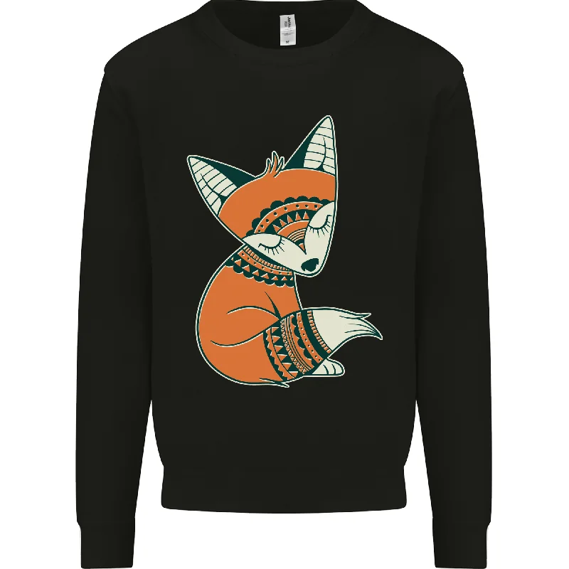 A Cute Tribal Fox Mens Sweatshirt Jumper Hoodie with Zipper Versatile Modern