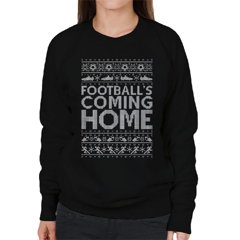 Football's Coming Home Christmas Text Knit Women's Sweatshirt Hoodie with Half-Zip Sporty Casual Football's Coming Home Christmas Text Knit Women's Sweatshirt Hoodie with Half-Zip Sporty Casual