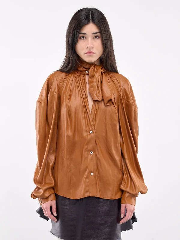 Now Blouse (1502004K-W00YV-COGNAC) Chic Off-Shoulder Blouse