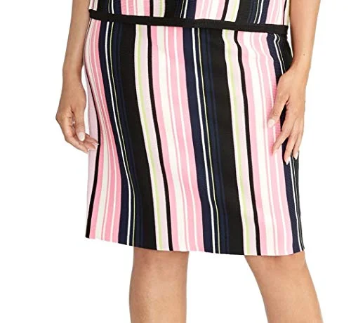 Plus Size Olivia Striped Sweater Skirt Front Pockets Side Pockets Patch Pockets