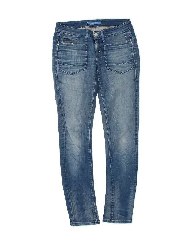 G-STAR Womens Slim Jeans W29 L32 Blue Cotton Comfortable Distressed Straight-Leg Jeans