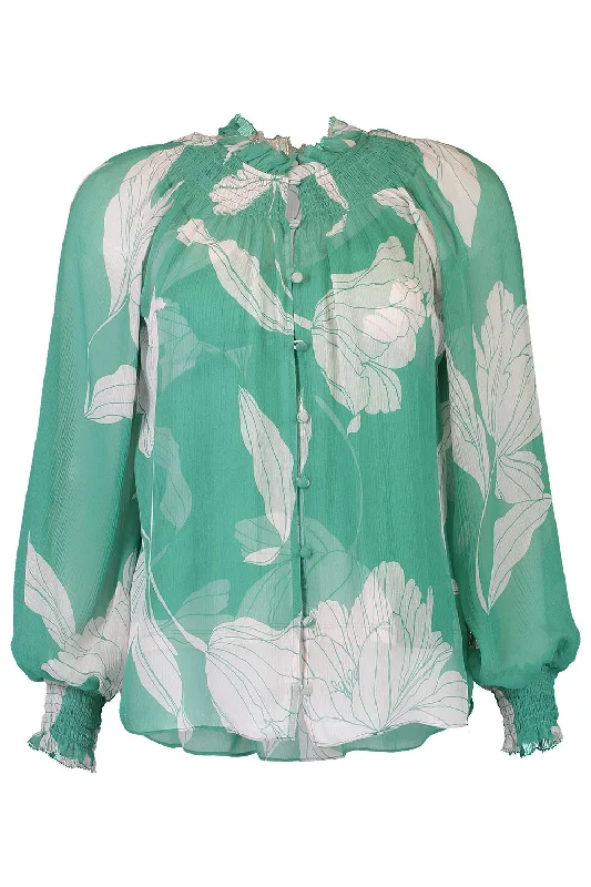 Andrea Blouse - Jade Iris Ruffled Neck Blouse