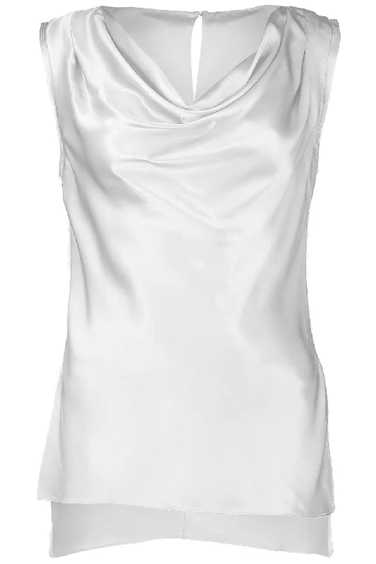 Sleeveless Cowl Neck Blouse Ruffled Neck Blouse