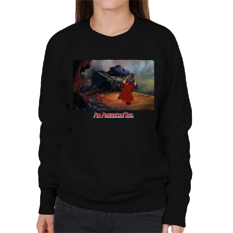 An American Tail Fieval And Warren T Rat Women's Sweatshirt Hoodie with Raw Hem Edgy Unfinished An American Tail Fieval And Warren T Rat Women's Sweatshirt Hoodie with Raw Hem Edgy Unfinished