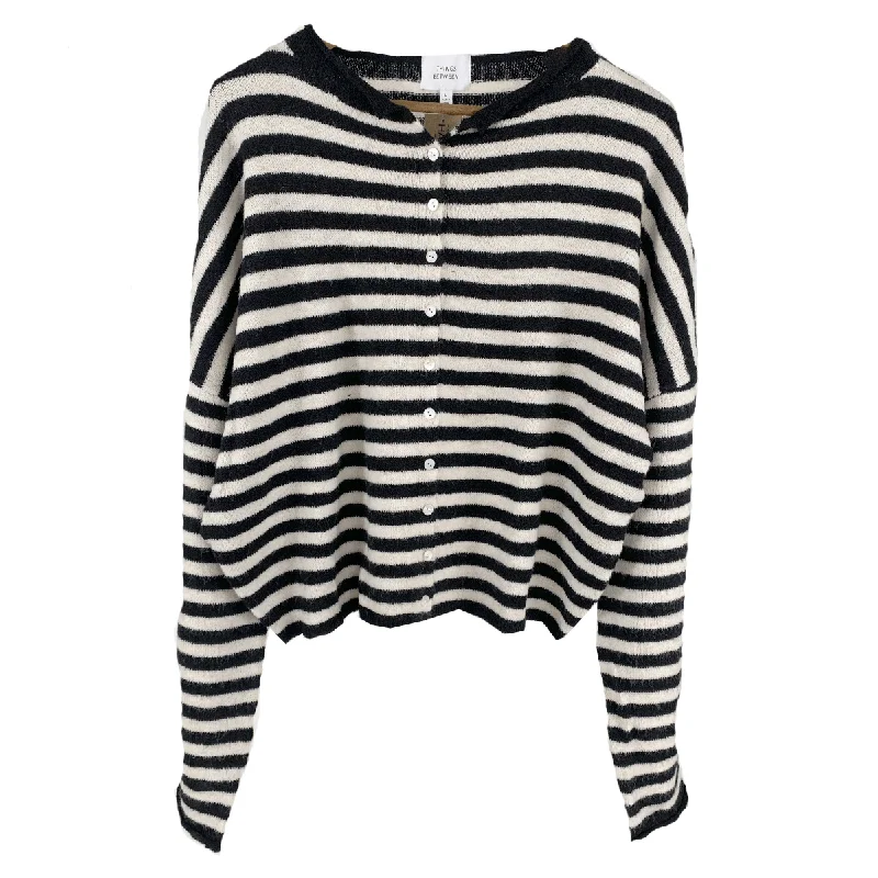 Everything Super Soft Cardigan Sweater - Black/Off White Stripe Solid Color Striped Floral Print Everything Super Soft Cardigan Sweater - Black/Off White Stripe Solid Color Striped Floral Print