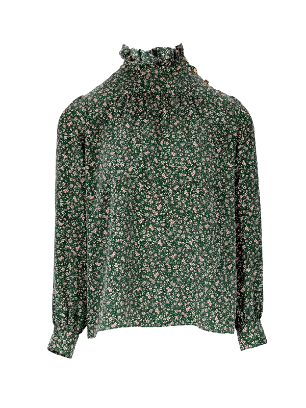 high-neck silk blouse Embellished Collar Blouse