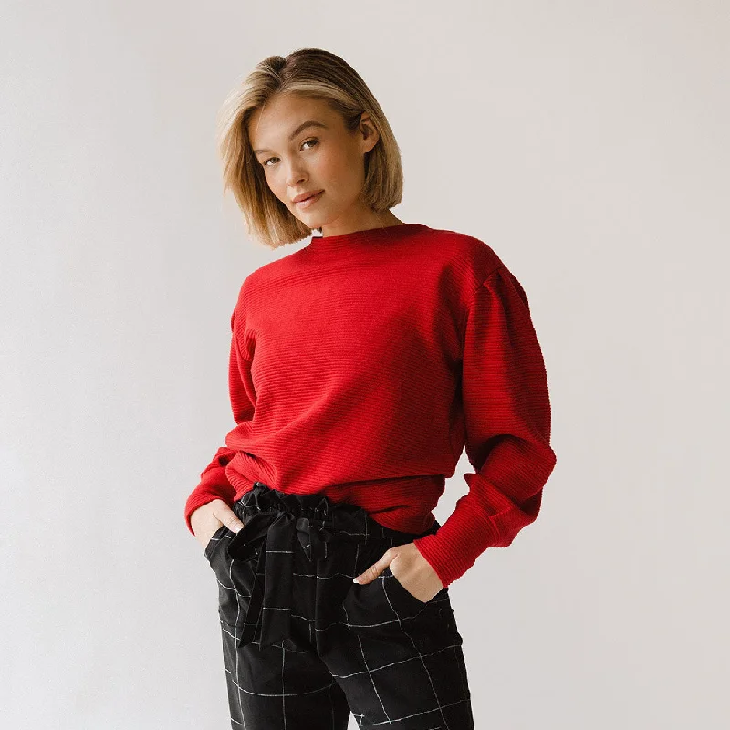 Atlas Ribbed Sweater, Crimson Layered Multi-layer Single Layer