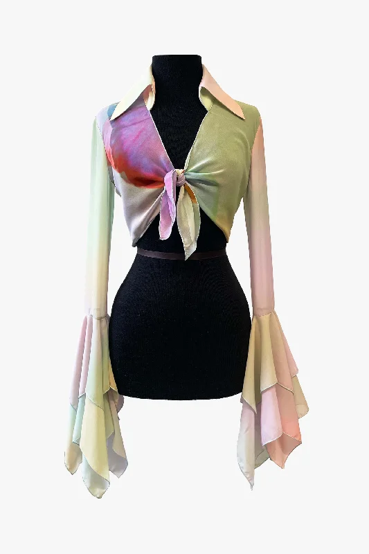 Impressionism Butterfly Blouse Balloon Sleeve Blouse