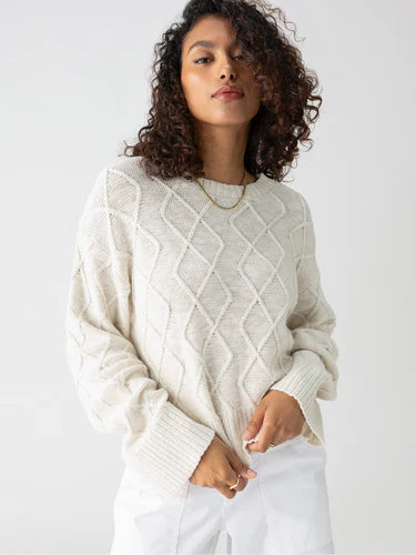 Sanctuary -  Coastal Cable Sweater Mesh Sweater Canvas Denim