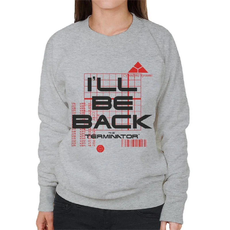 Terminator I'll Be Back Women's Sweatshirt Hoodie with Stripes Bold Sporty