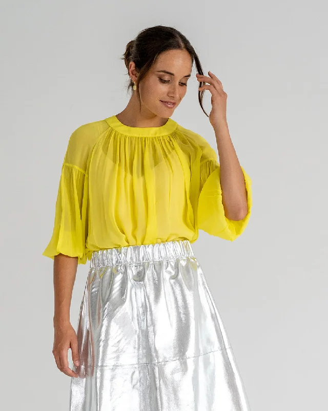Laurent Blouse - Sunglow Yellow Airy Cotton Blouse