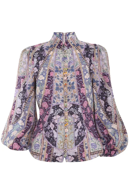 Celestial Spliced Blouse Delicate Pleat Blouse