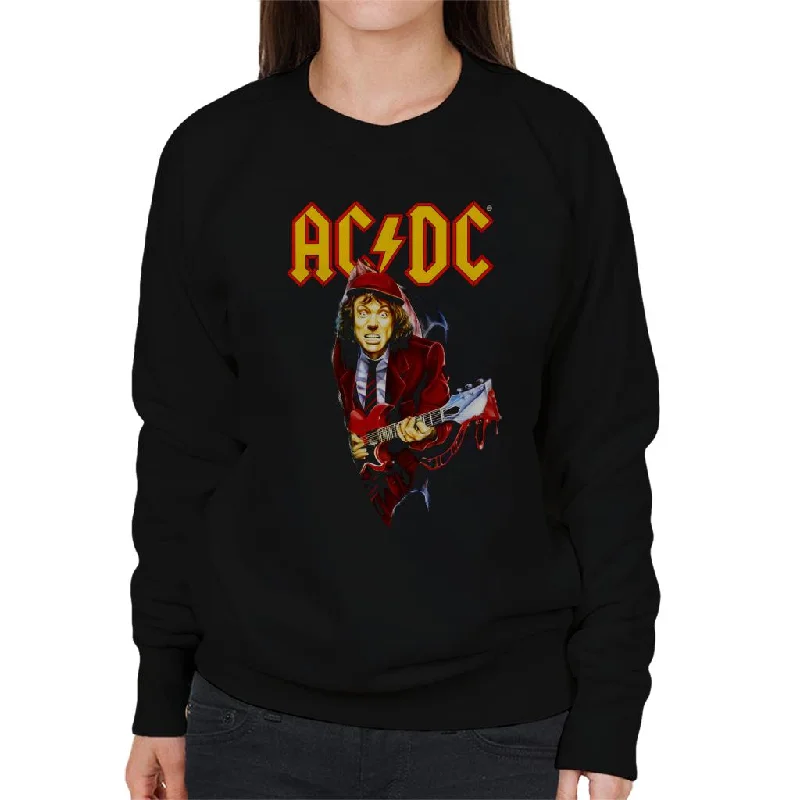AC/DC Angus Young Women's Sweatshirt Hoodie with Camouflage Military Edgy