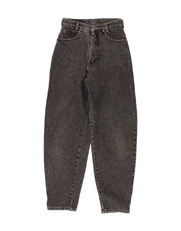 VINTAGE Womens Tapered High Waist Jeans W30 L26 Grey Cotton Trendy Paperbag Waist Jeans
