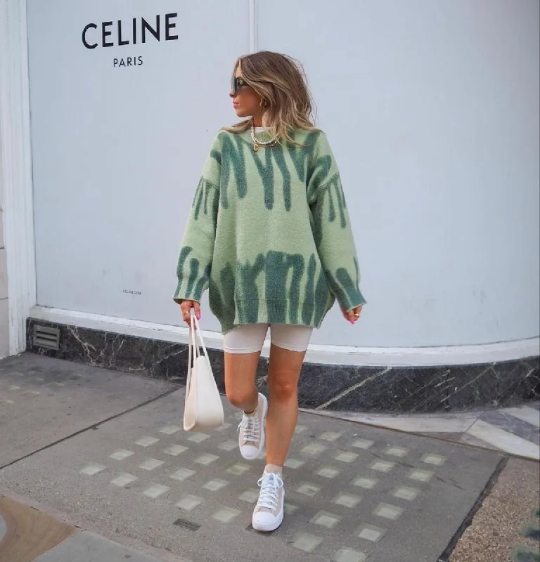 Green Poplar Paint Spill Jumper Tailored Straight A-Line