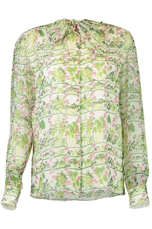Georgette Fleuris Blouse Satin Long Blouse